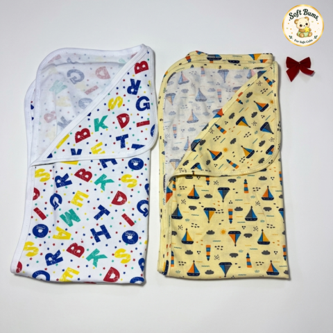 Softbums Cozy Hooded Towel Set | Soft Cotton Baby Bath Towel
